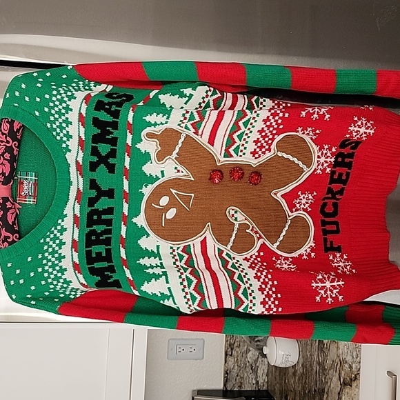 Spencer's Ugly Chrismas Unisex Merry Christmas F***ers Adult Size L. Lights Up ✨ - Picture 1 of 10